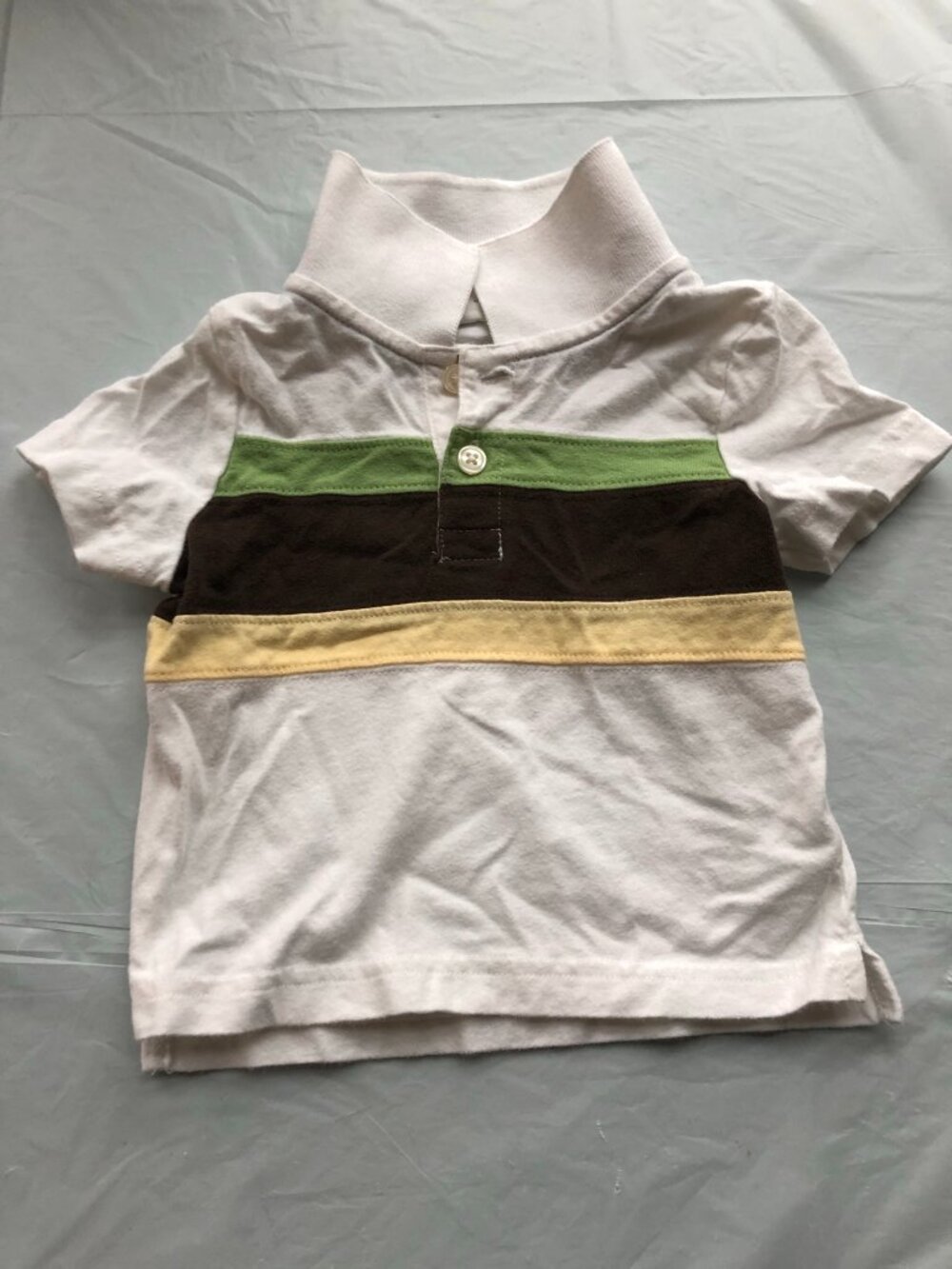 3-6 Months Crazy 8, Short Sleeve, Collared Shirt w/3 Large Horizontal Stripes